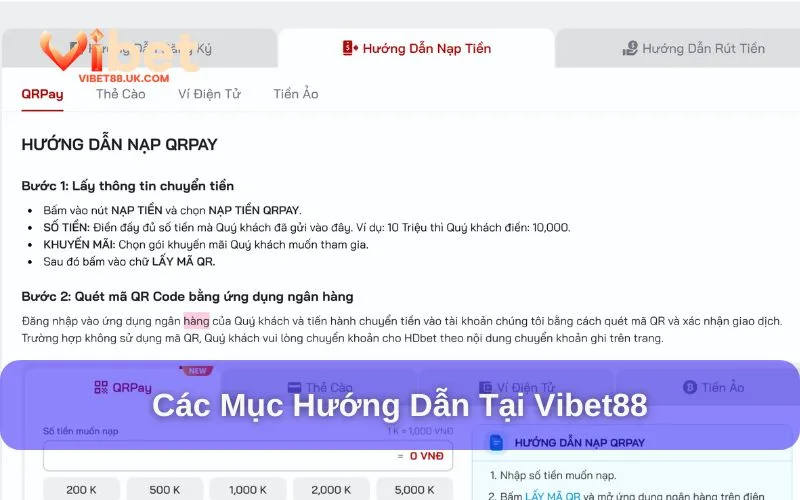 Các mục hướng dẫn tại Vibet88 Các mục hướng dẫn tại Vibet88